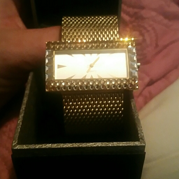 Cache Crystal Gold watch